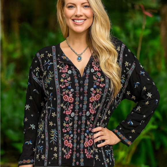 Johnny Was heavily embroidered Garden Party blouse NWT - Picture 10 of 14